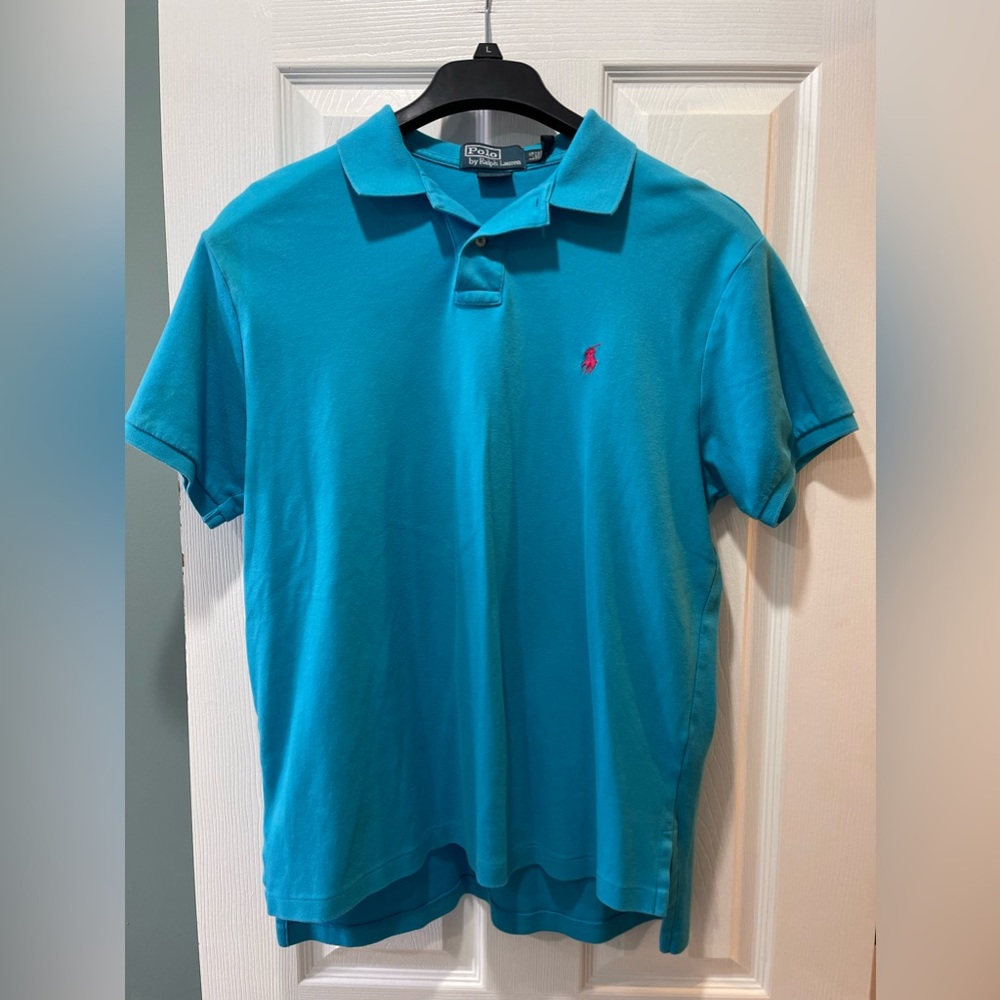 Polo Ralph Lauren Polo Shirt Men’s Large Blue Short Sleeve Casual Custom Fit